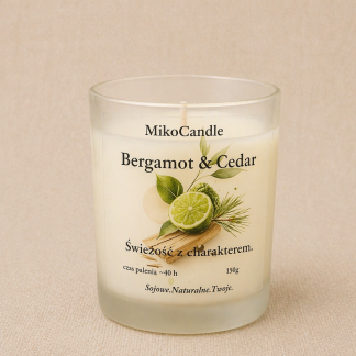 Świeca sojowa Bergamot & Cedar 150g