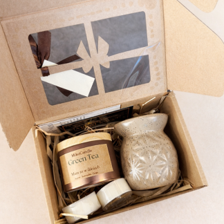 Zestaw prezentowy Green Tea - kominek + woski + tealighty