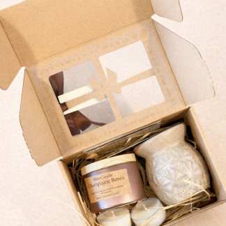 Zestaw prezentowy Champagne Roses – kominek + woski + tealighty