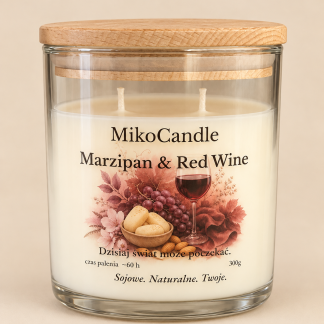 Świeca sojowa Marzipan & Red Wine 300g
